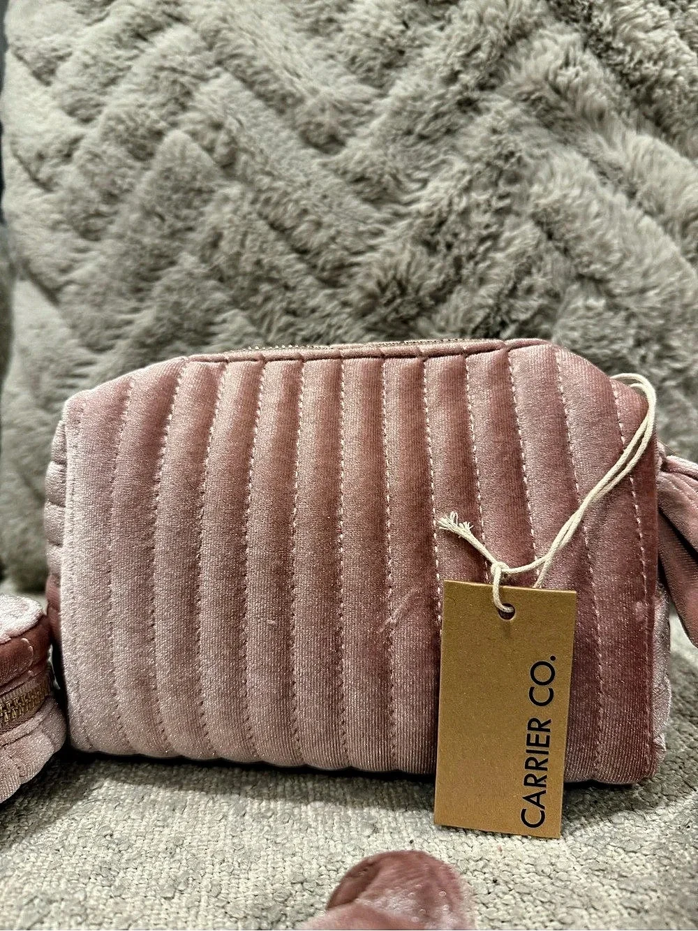 Carrier Co. Quilted Cosmetic Bag Set in Pink NWT